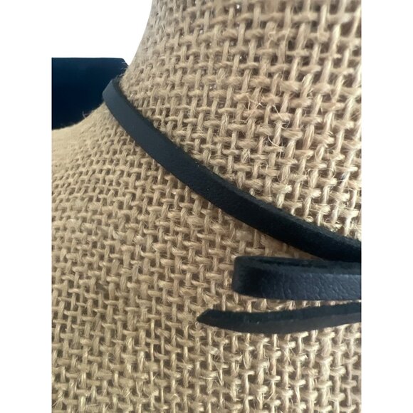 Black Faux Leather Choker Necklace Bow Teardrop Crystal Pendant Gunmetal Adj - Picture 3 of 4